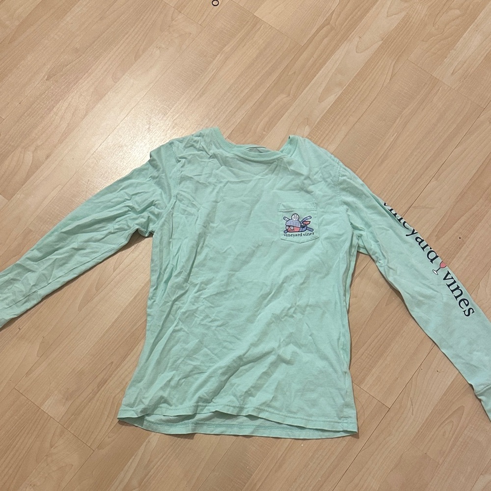 Vineyard Vines Light Green Logo Long Sleeve Tee